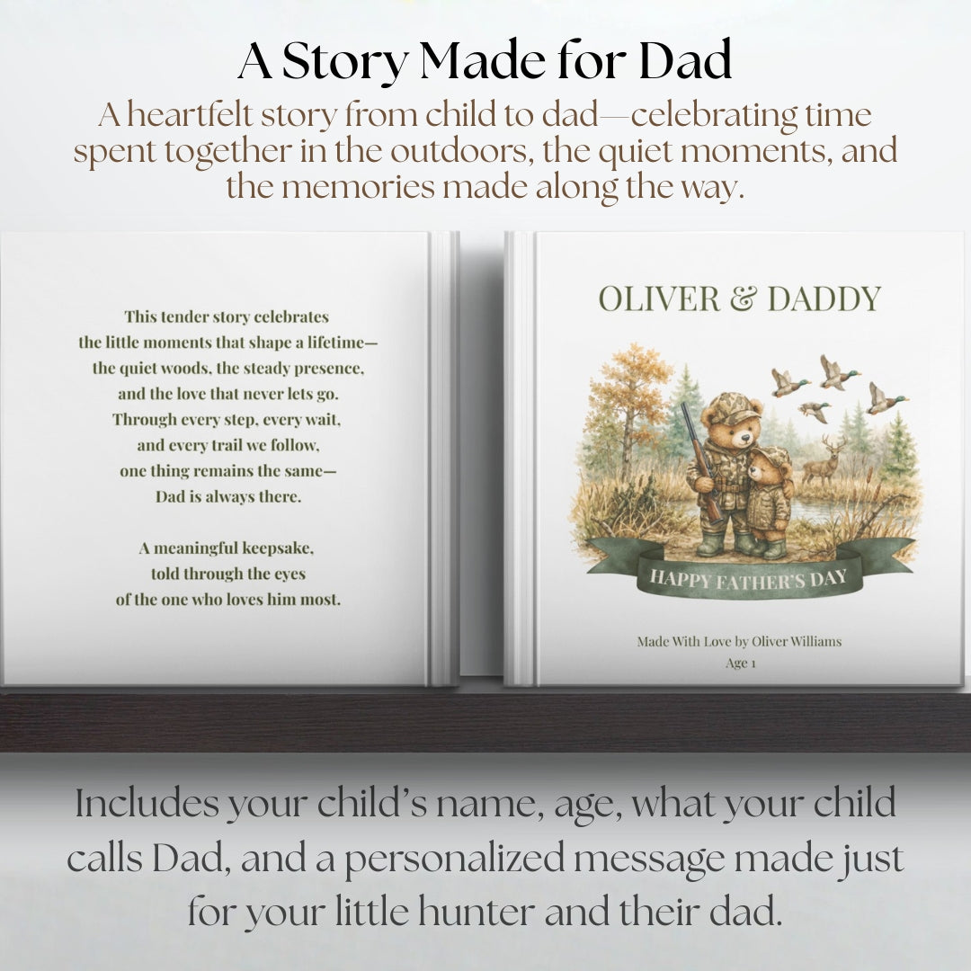 Personalized Hunting Dad Book, Fathers Day Gift From Kids, Custom Outdoorsman Daddy Story Keepsake