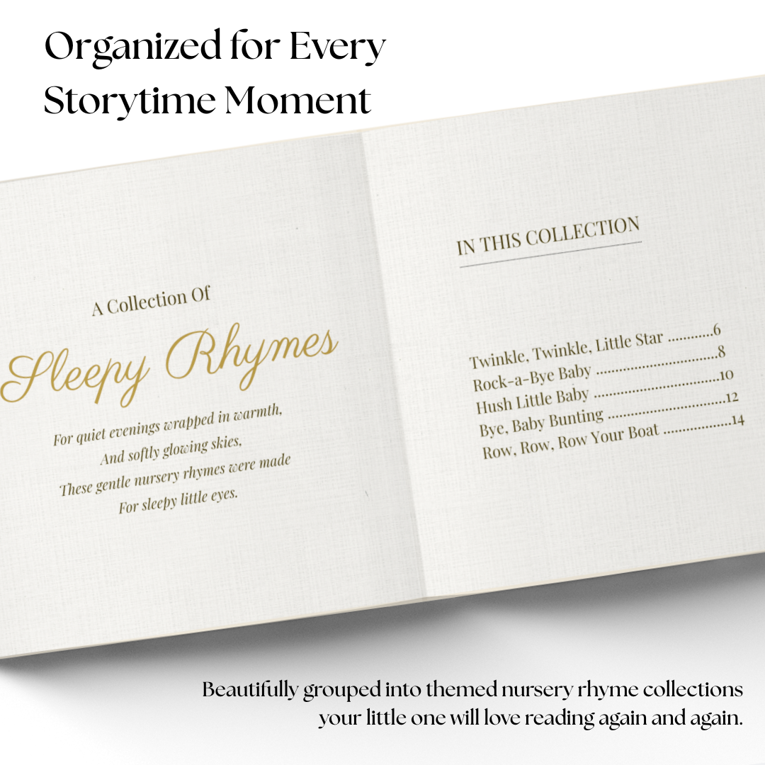 Personalized Nursery Rhymes Book for Babies & Toddlers, Vintage Bedtime Storybook, Baby Shower Gift, Keepsake Book