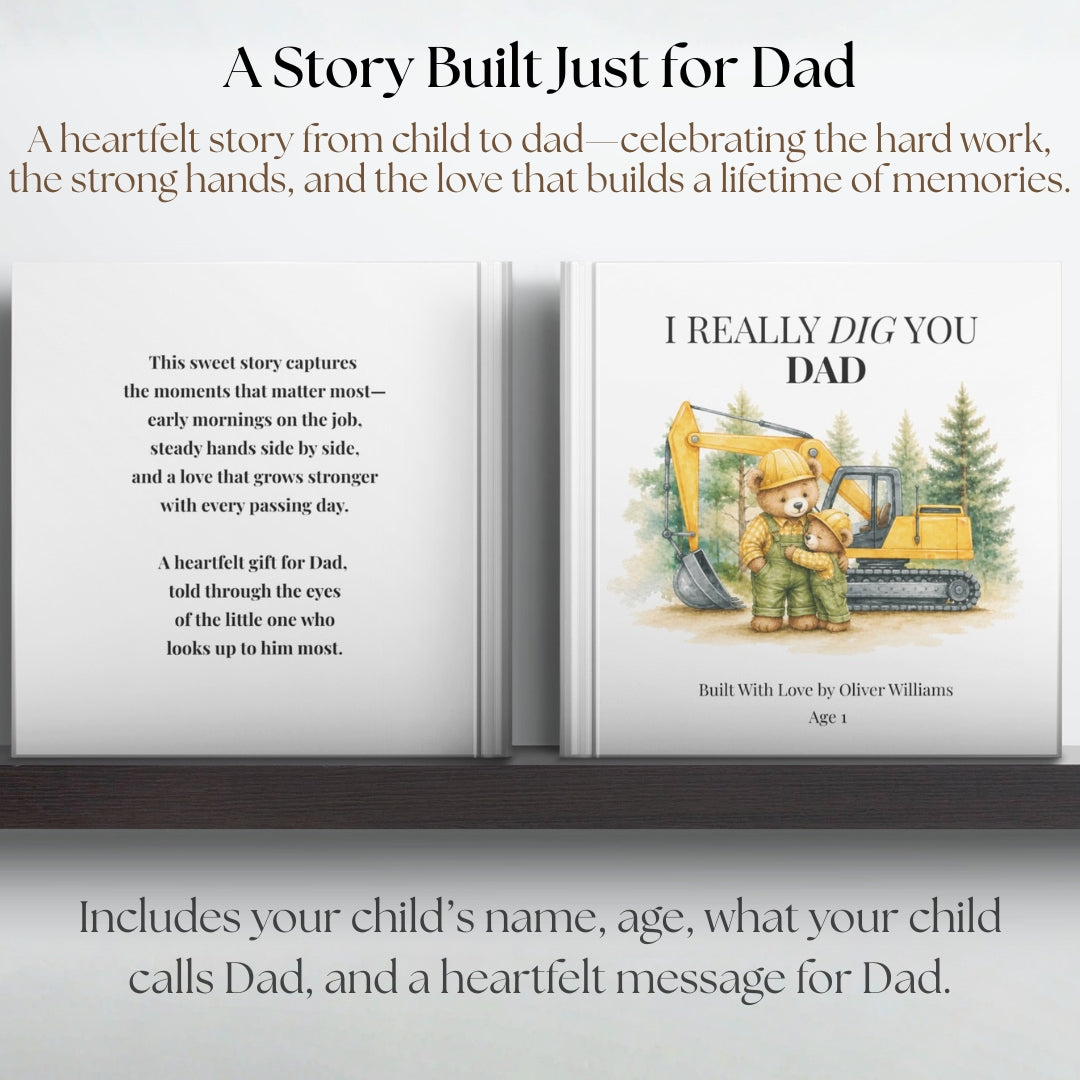 Personalized Construction Dad Book, Father’s Day Gift from Child, Custom Daddy Storybook, Blue Collar Dad Keepsake Gift