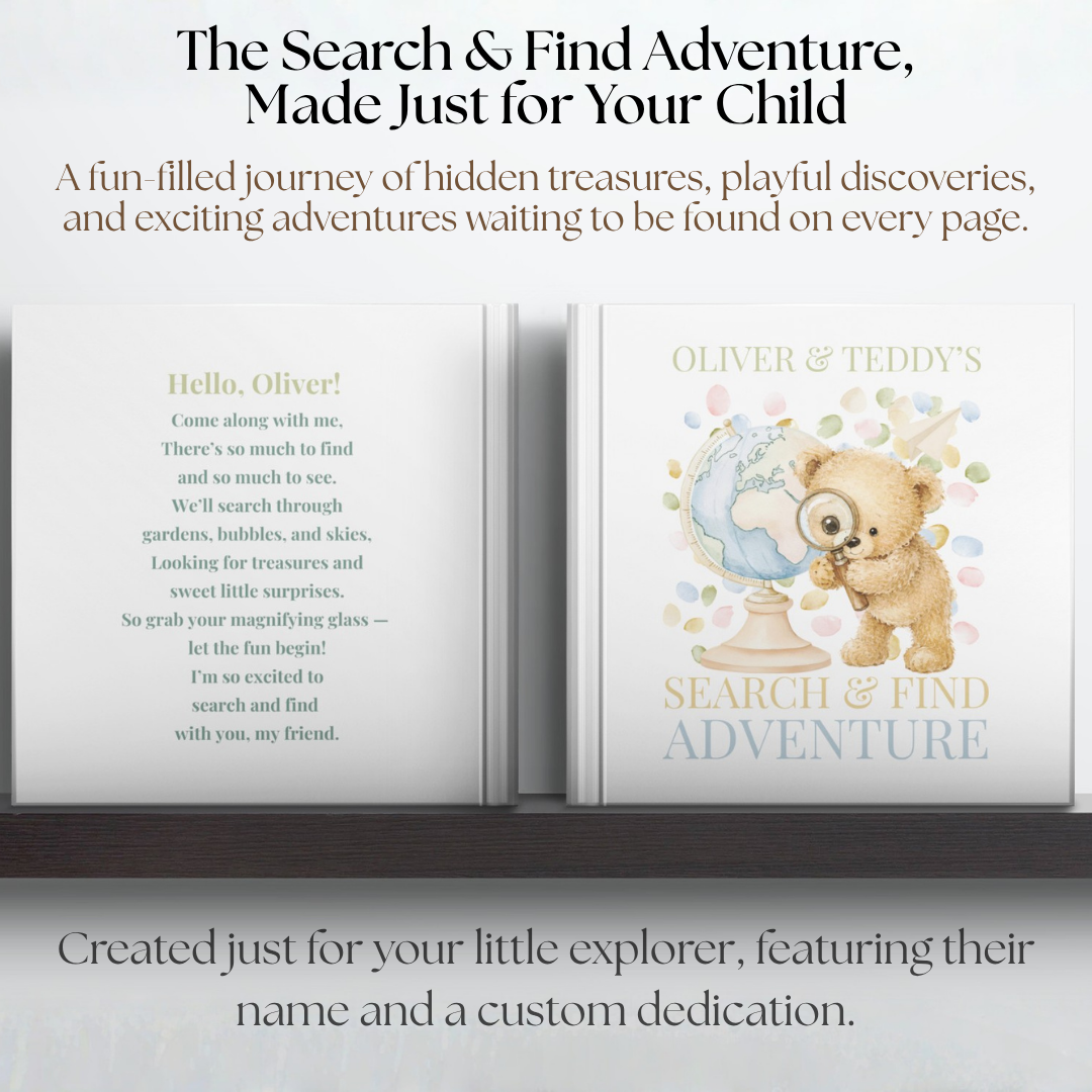 Personalized Search and Find Book, Toddler Busy Book, Custom Name Storybook, Interactive Seek and Find Gift for Kids