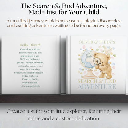 Personalized Search and Find Book, Toddler Busy Book, Custom Name Storybook, Interactive Seek and Find Gift for Kids