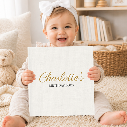 Personalized Birthday Memory Book, Linen Birthday Keepsake, 18 Year Birthday Tradition, First Birthday to 18 Gift
