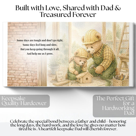 Personalized Construction Dad Book, Father’s Day Gift from Child, Custom Daddy Storybook, Blue Collar Dad Keepsake Gift