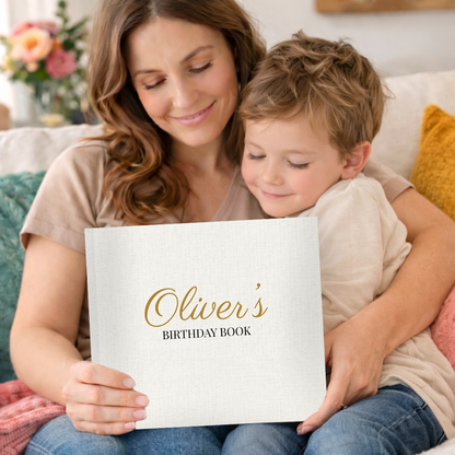 Personalized Birthday Memory Book, Linen Birthday Keepsake, 18 Year Birthday Tradition, First Birthday to 18 Gift