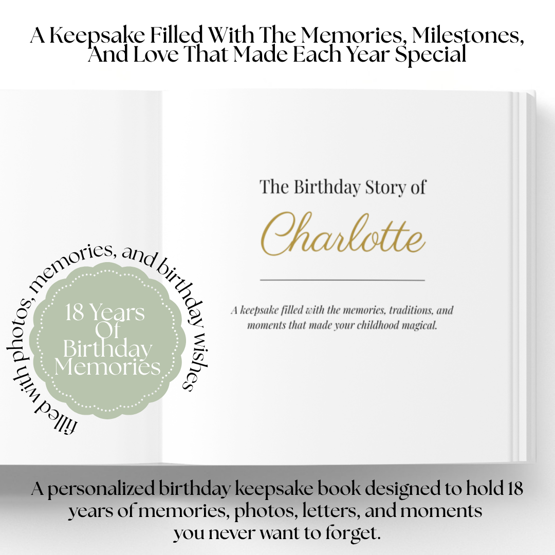 Personalized Birthday Memory Book, Birthday Keepsake, 18 Year Birthday Tradition, First Birthday to 18 Gift