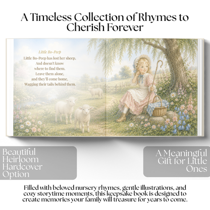 Personalized Nursery Rhymes Book for Babies & Toddlers, Vintage Bedtime Storybook, Baby Shower Gift, Keepsake Book